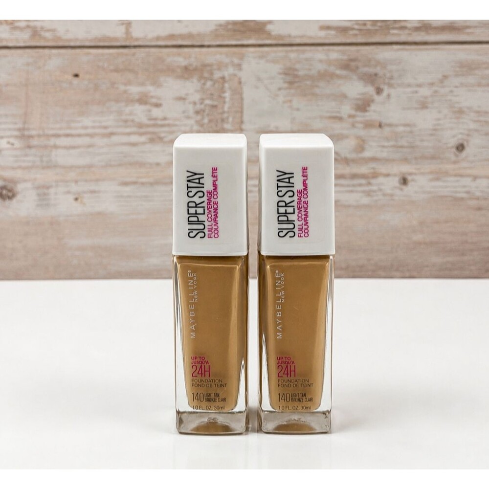 2 Pack Maybelline Super Stay 24H Foundation Makeup Full Coverage 140 Light Tan